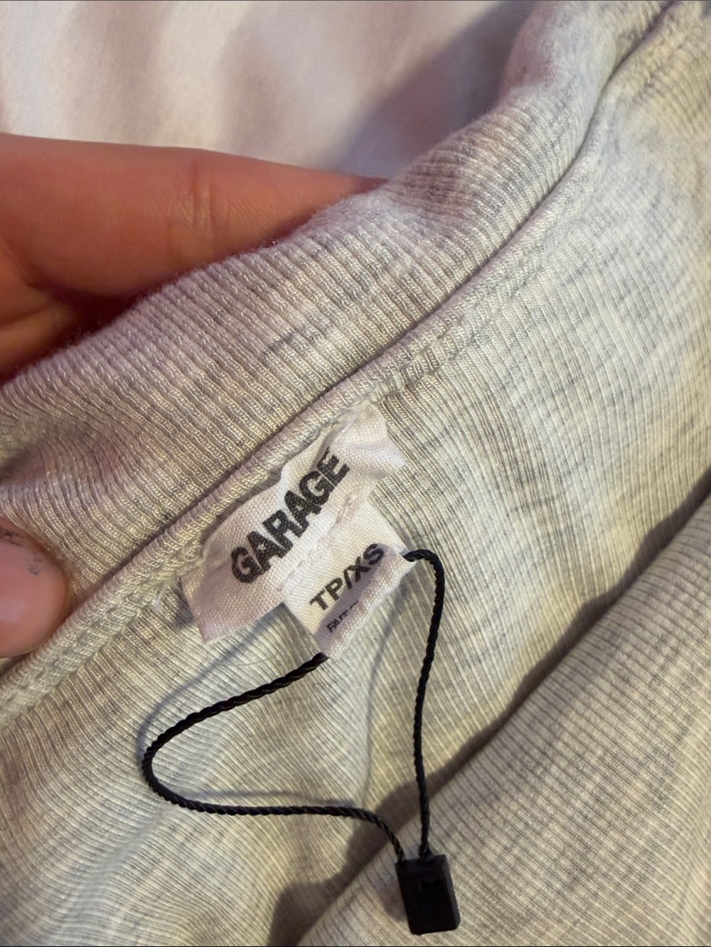 Garage Off-Shoulder Ribbed Long Sleeve Top in Light Gray - Picture 2 of 6